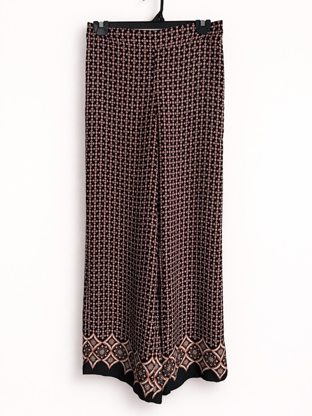 Max Studio Boho Palazzo Pants Wide Leg Border Print Small